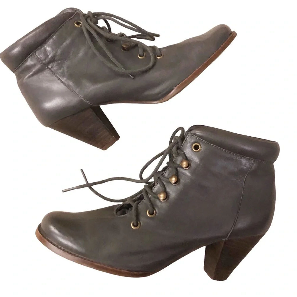 JEFFREY CAMPBELL Lace-up ankle booties Ingles Tahiti gray leather Victorian boho - Picture 4 of 11